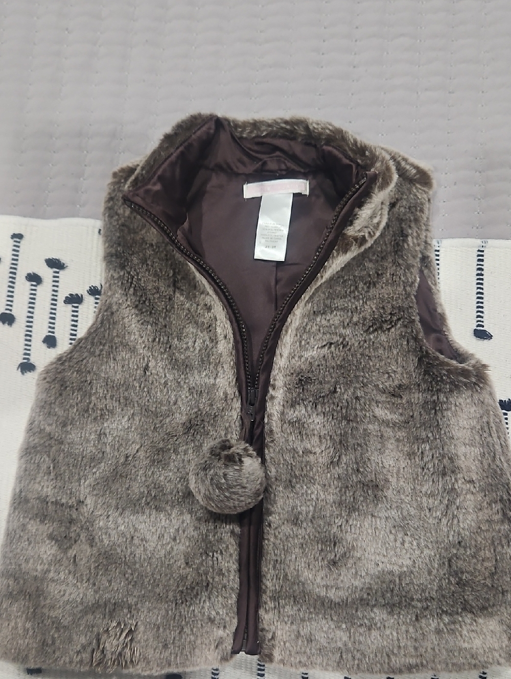 Janie and Jack Faux Fur Vest in Taupe
